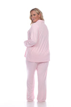 Plus Size Long Sleeve Pajama Set: 1X / PINK
