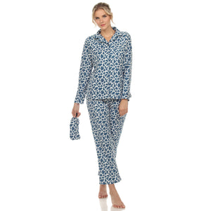 Women's Three-Piece Giraffe Print Pajama Set: XL / Pink Giraffe