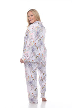 Plus Size  Long Sleeves Floral Pajama Set: 1X / Grey Flower