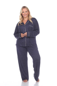Plus Size Long Sleeve Pajama Set: 3X / PINK