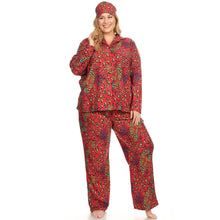 Three-Piece Pajama Set - Plus Size: Purple/White / 1X