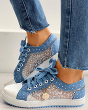 Floral Pattern Embroidery Dot Print Sneakers