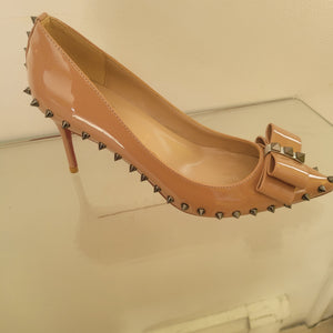 Nude color Rivets Spiked High Heels