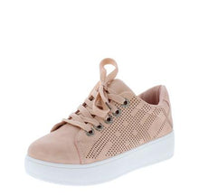 Briana01 Mauve Perforated Lace Up Platform Sneaker Flat