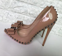 Nude color Rivets Spiked High Heels