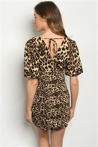 Brown leopard print dress