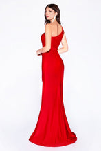 One Shoulder Long Red Mermaid Prom Dress CDCD0143
