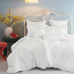 Vegas Contemporary Pinched White and Mint Comforter Set - 8 Piece Set