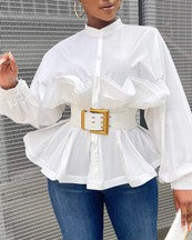Ruched-Lantern-Sleeve-Top